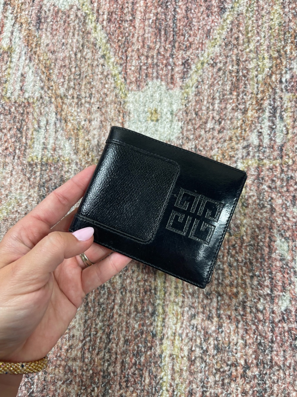 Givenchy Vintage Black Leather Bi-Fold Wallet Mens Unisex Luxury